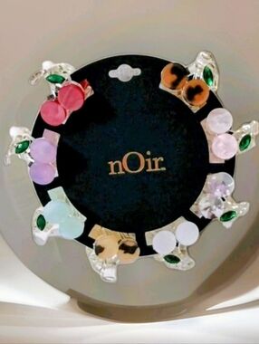 nOir Jewelry Assorted Clip-On Hair Pins in Red, Purple, Pink, Mint, Brown, White